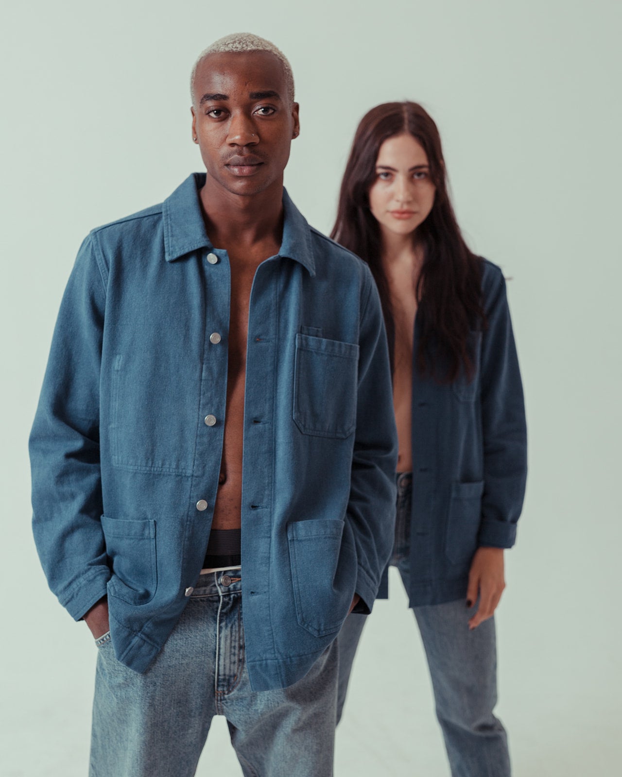 Noskin Hemp Worker Jacket in blue