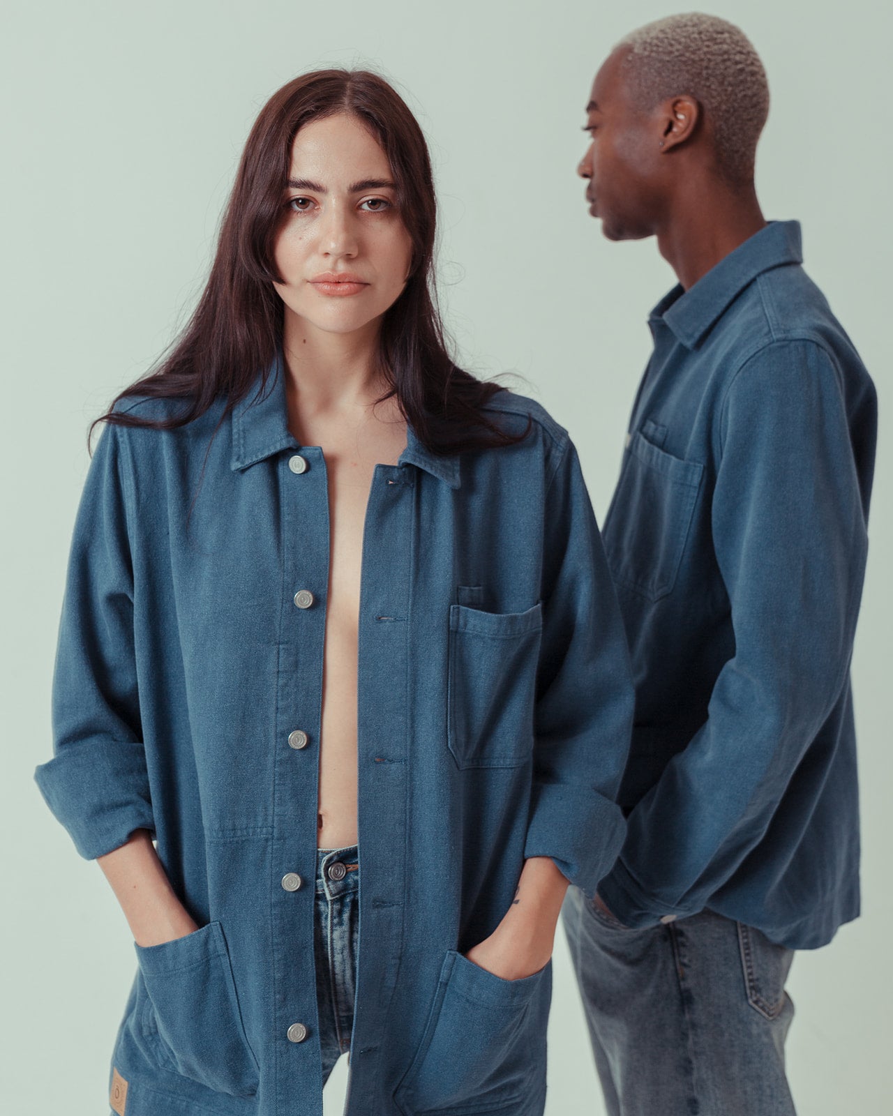 Noskin Hemp Worker Jacket in blue