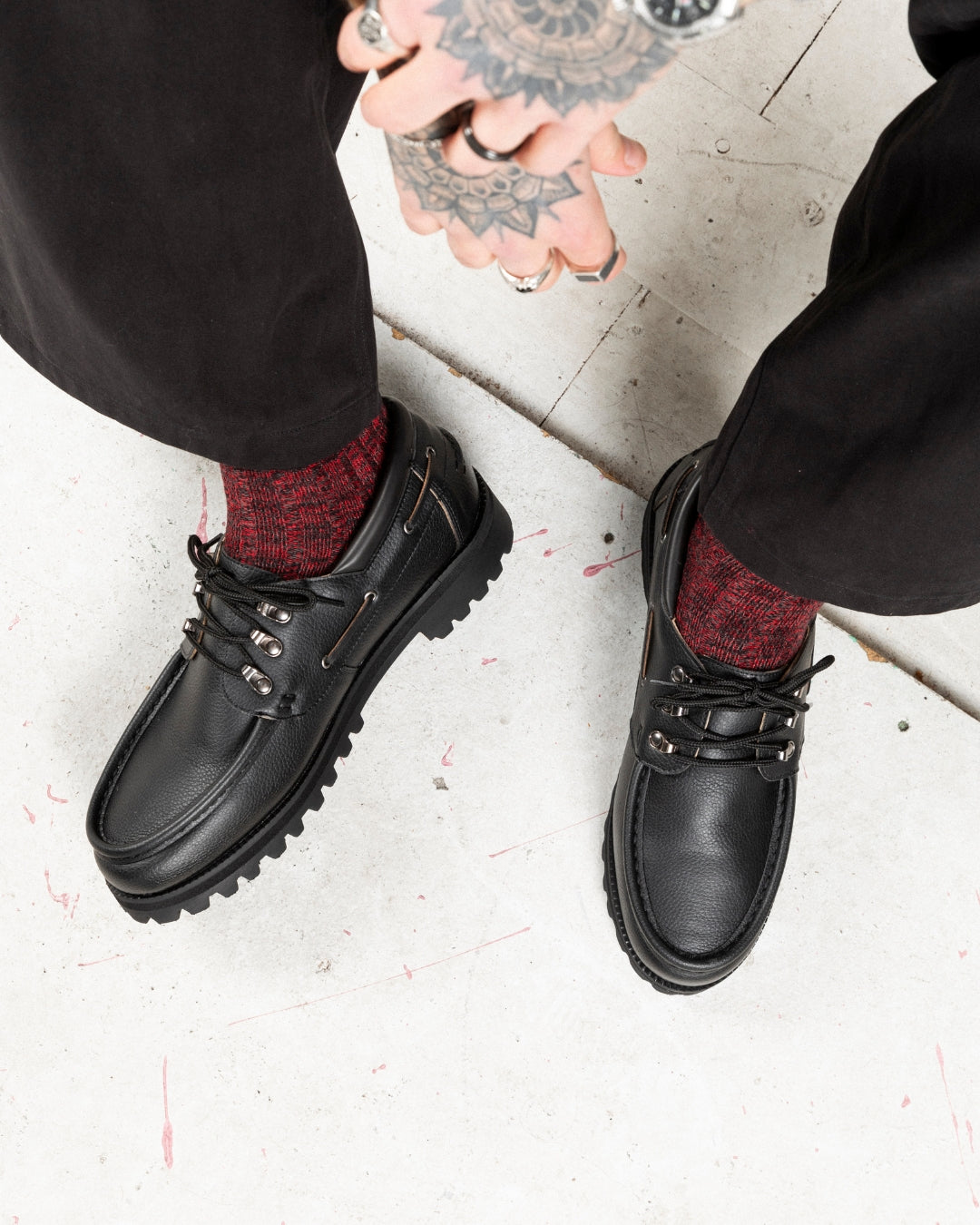 The Solent boat shoe in black on a Vibram sole from Noskin
