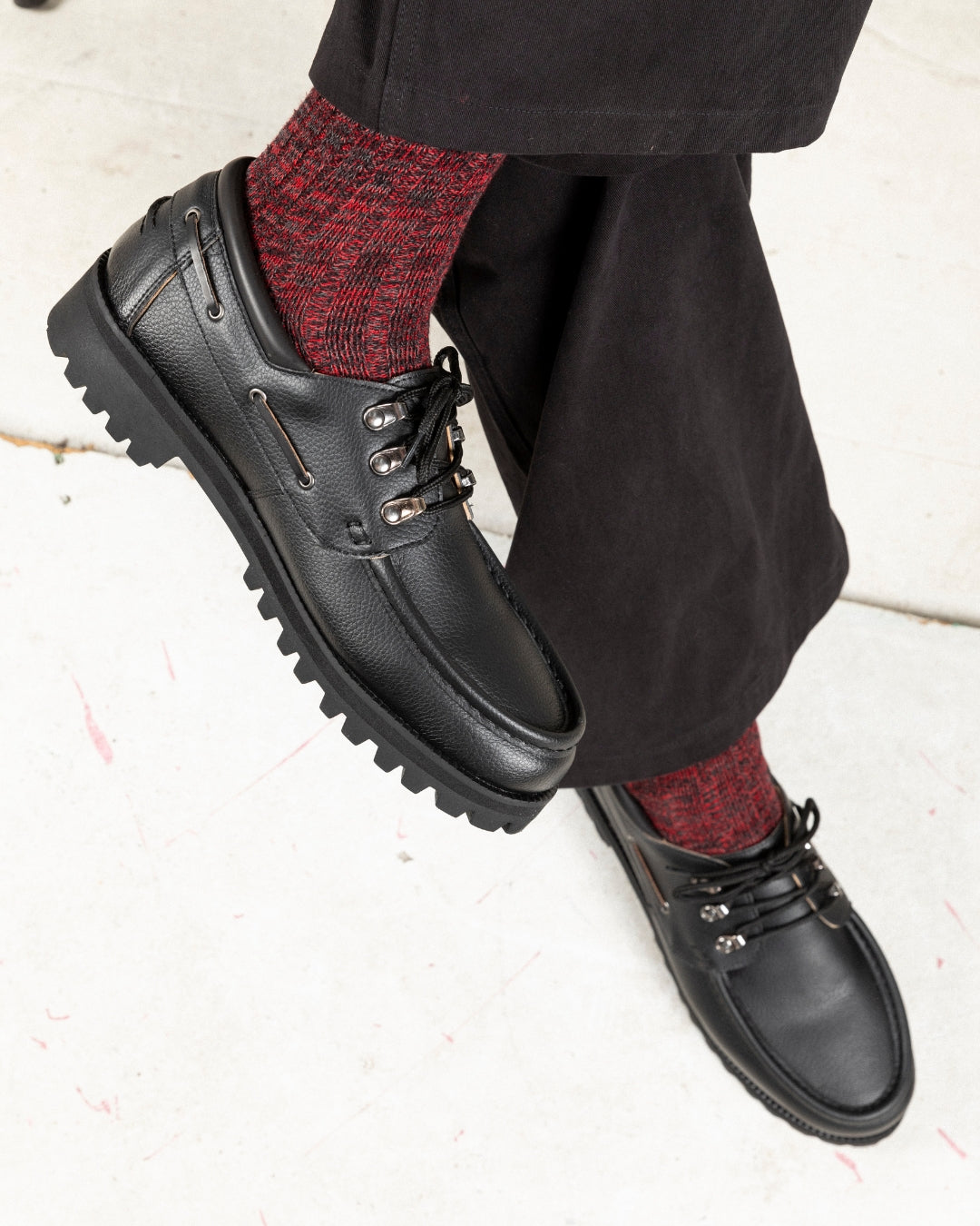 The Solent boat shoe in black on a Vibram sole from Noskin