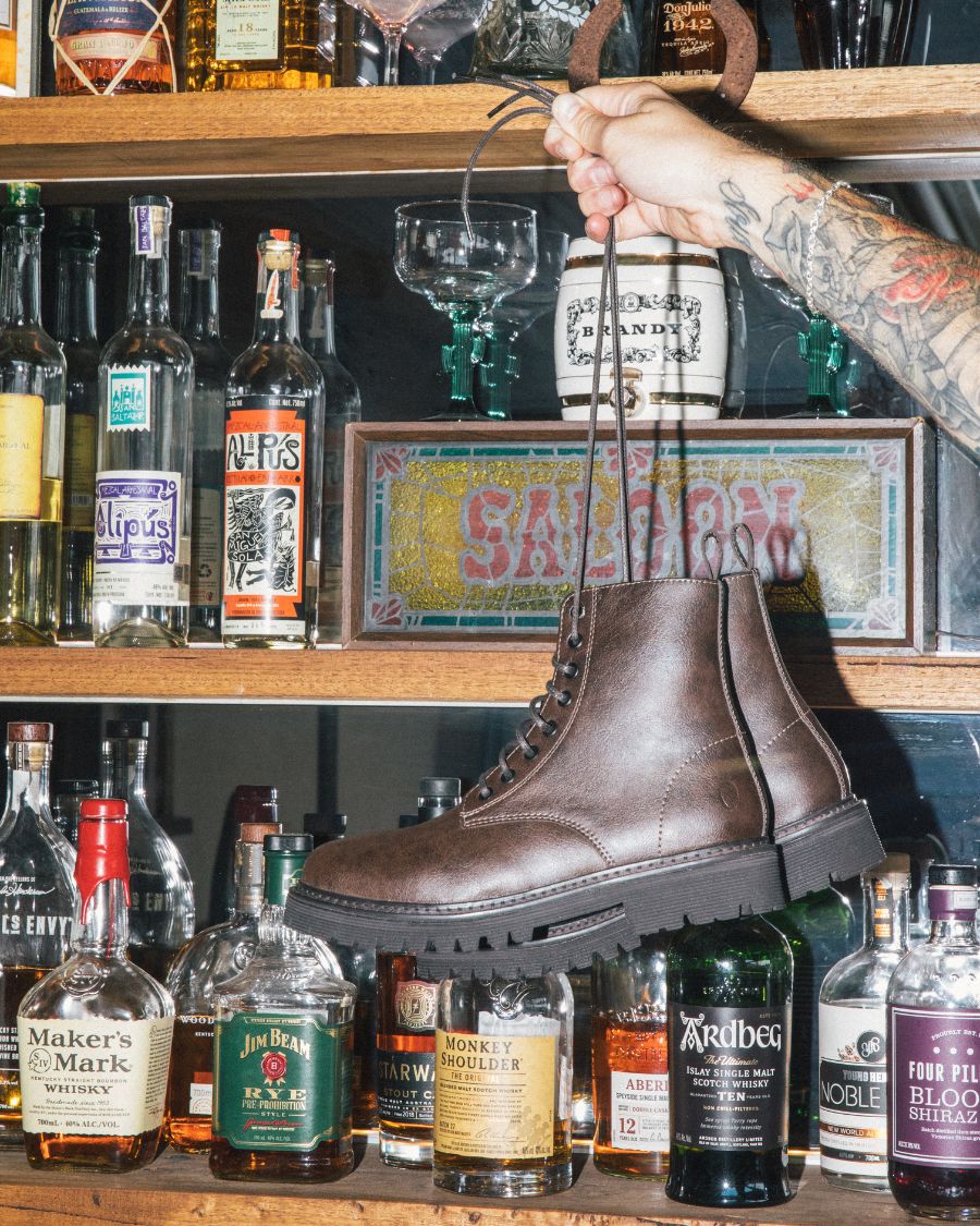The Noskin Vegan Espresso Combat Boot