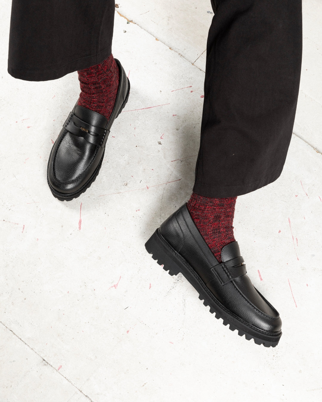 The Holloway penny loafer in black on a Vibram sole from Noskin