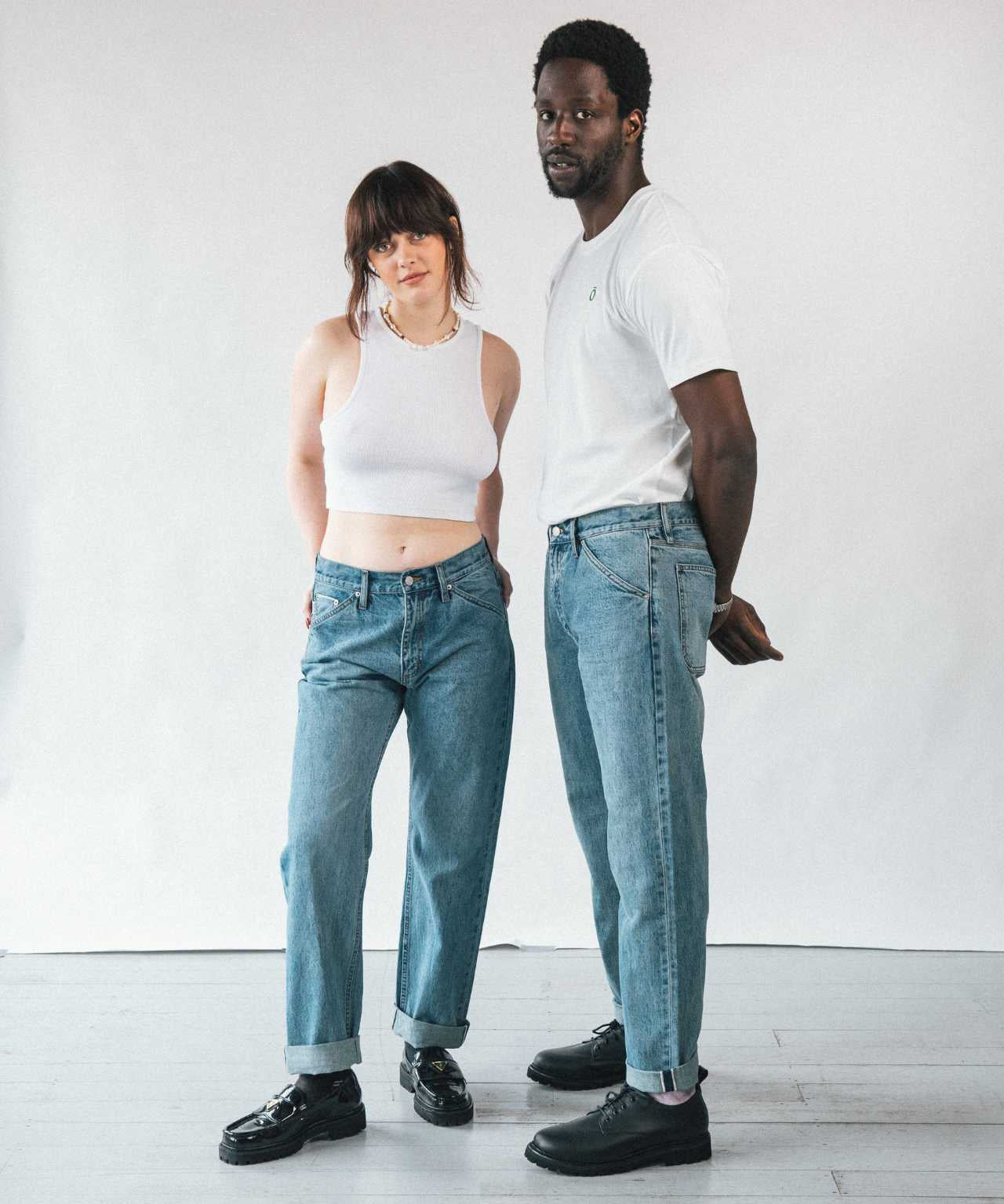 Noskin Recycled Japanese Denim Jeans in Stone Wash