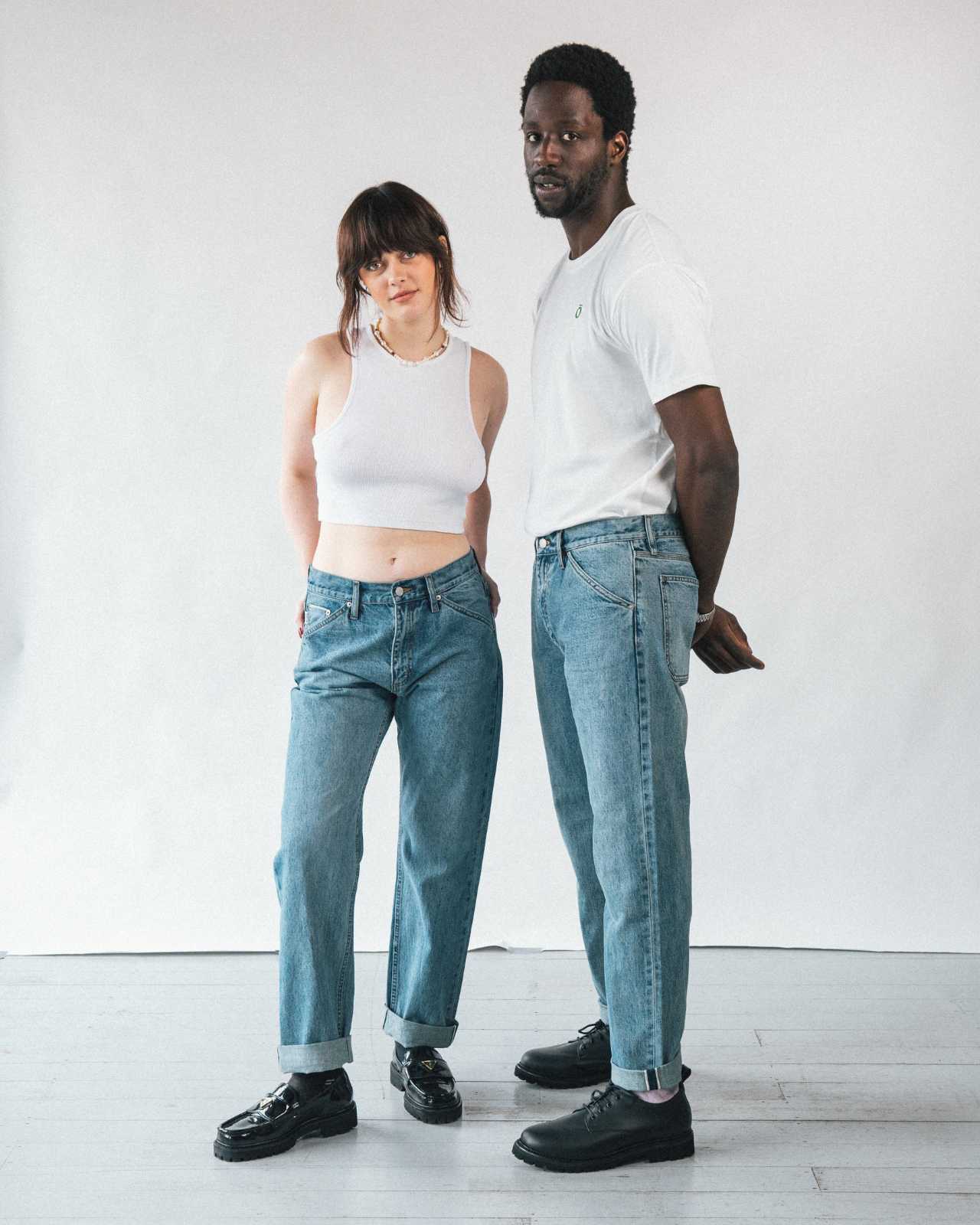 Noskin Recycled Japanese Denim Jeans in Stone Wash