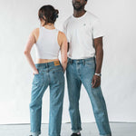 Noskin Recycled Japanese Denim Jeans in Stone Wash