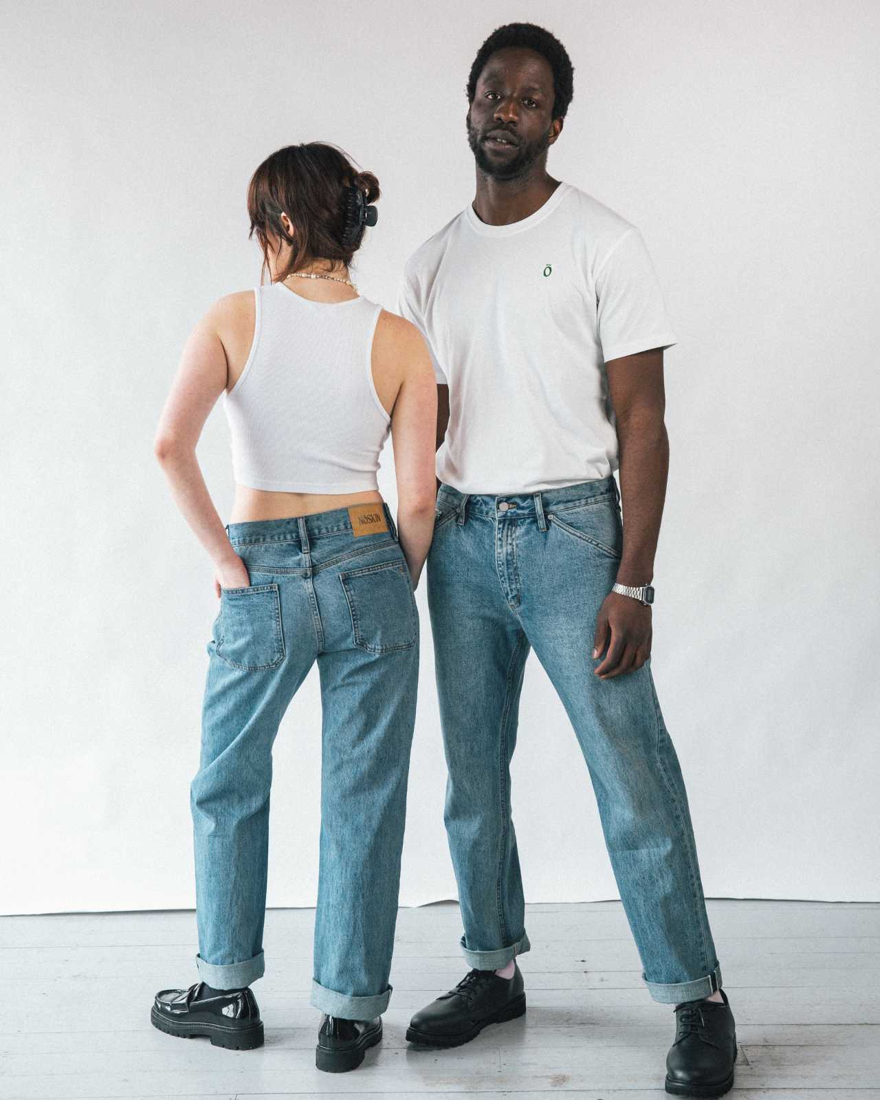 Noskin Recycled Japanese Denim Jeans in Stone Wash