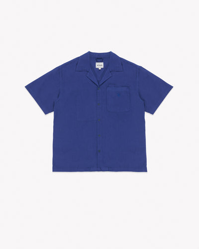 The Noskin Hemp and Organic Cotton Easey Short Sleeve Shirt in blue